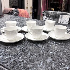 ☕️ Collectible Villeroy & Boch Fiori Weiss Tea Set | 6 Cups + 6 Saucers ☕️